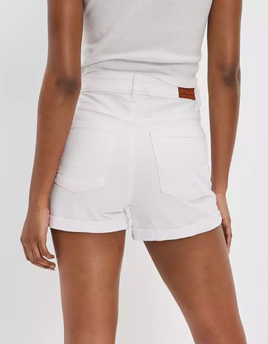 Shorts American Eagle AE Stretch Denim Mom Blanche Femme | JQP-03981581